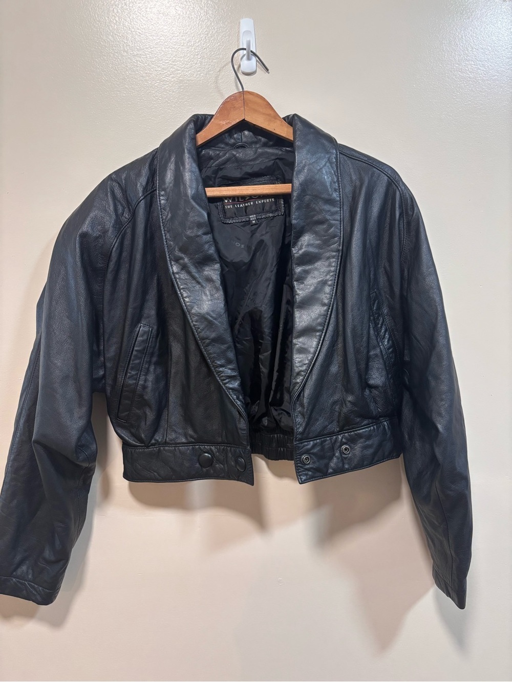 Wilson leather Cropped Black Leather Jacket - Women's M